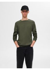 Selected Homme Herren Strickpullover "SLHBERG CREW NECK NOOS", grün, modisch, Gr. XXL, unifarben, Strick, Obermaterial: 100% Baumwolle, Pullover
