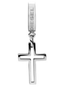 Diesel Damen Single-Creole "Schmuck Edelstahl Ohrschmuck Ohrringe Kreuz STEEL", Edelstahl, silber, Edelstahl, Ohrringe