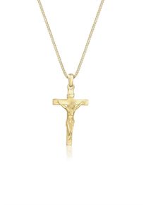 Elli Premium Damen Kette mit Anhänger "Kreuz 375 Gelbgold", 45, ohne Stein, Gelbgold 375, L: 45cm, gold, Gelbgold 375, Halsketten