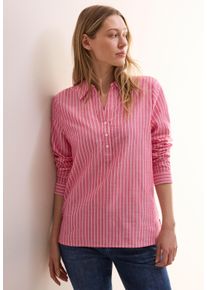 Cecil Damen Langarmbluse, rot, casual, Gr. L, gestreift, Web, Obermaterial: 100% Baumwolle, Blusen, in Streifen-Optik und mit kurzer Knopfleiste