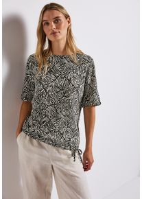 Street One Damen T-Shirtpine grove grün, casual, Gr. 34, gemustert, Jersey, Obermaterial: 95% Viskose, 5% Elasthan, Shirts, gemustert, mit Tunnelzug