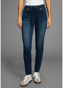 Arizona Damen Stretch-Jeans, blau, Basic, Gr. 34, Jersey, Obermaterial: 59% Baumwolle, 40% Polyester, 1% Elasthan, Jeans, weites Bein, normale