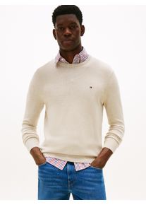 Tommy Hilfiger Herren Rundhalspullover "ESSENTIAL COTTON CREW NECK", beige, casual, Gr. L, Strick, Obermaterial: 100% Baumwolle, Pullover