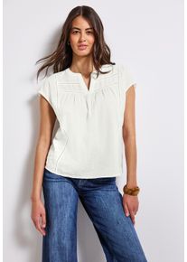 Street One Damen Shirtbluse, weiß, casual, Gr. 42, unifarben, Obermaterial: 100% Baumwolle, Blusen, mit Tape-Details