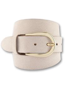 Bernd Götz BERND GÖTZ Damen Ledergürtel, beige, casual,modisch,klassisch,casual, Gr. 80, unifarben, aufgeraut, Leder, Gürtel, mit goldener Designschließe