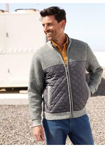 Marco Donati Herren Strickjacke, grau, Gr. 50, meliert, gemustert, kariert, 100% Polyester, Strickjacken