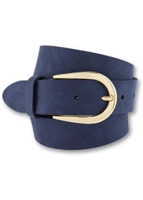 Bernd Götz BERND GÖTZ Damen Ledergürtel, blau, casual,modisch,klassisch,casual, Gr. 105, unifarben, aufgeraut, Leder, Gürtel, mit goldener Designschließe