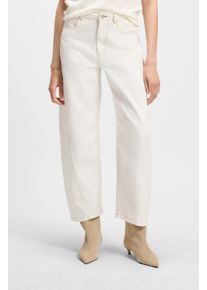 BOSS Orange Damen Webhose "TBaloon Premium Damenmode", weiß, casual, Gr. 42, unifarben, Twill, Obermaterial: 100% Baumwolle, Hosen, mit Ballon-Bein