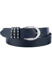 Bernd Götz BERND GÖTZ Damen Ledergürtel, blau, casual, Gr. 90, unifarben, Rindsleder, Gürtel, mit Strass-Elementen