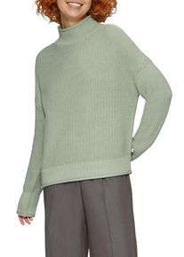 QS Damen Strickpullover, grün, casual, Gr. S, unifarben, Strick, Obermaterial: 50% Baumwolle, 50% Polyacryl, Pullover, mit geripptem Rollkragen