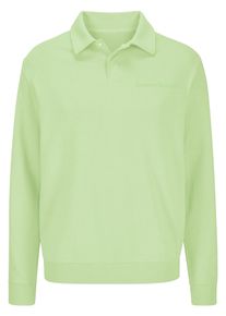Bruno Banani Herren Sweatshirt "mit Kragen und kleiner Knopfleiste", grün, casual, Gr. S, angeraute Sweatware, Obermaterial: 60% Baumwolle, 40%