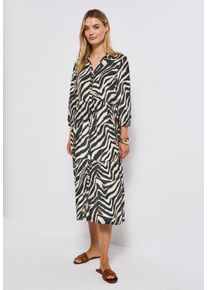 Street One Damen Volantkleidpine grove grün, casual, Gr. 34, gemustert, Jersey, Obermaterial: 100% Viskose, Kleider, 3/4-Arm und gemustert
