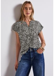 Street One Damen Kurzarmblusepine grove grün, casual, Gr. 38, gemustert, Web, Obermaterial: 100% Viskose, Blusen, mit Minimal Print