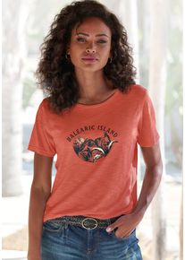 Vivance Damen T-Shirt "mit schimmerndem Frontprint", rot, modisch, Gr. 32, bedruckt, Jersey, Obermaterial: 100% Baumwolle, Shirts, aus weicher