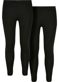 Urban Classics Mädchen Leggings "Urban Classics Damen Girls Jersey Leggings 2-Pack", schwarz, Gr. 158, unifarben, 95% Baumwolle, 5% Elasthan, Hosen
