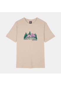 Santa Cruz Damen T-Shirt "WOODLAND MINI STRIP FRONT T-SHIRT", beige, sportlich, Gr. S, Obermaterial: 100% Baumwolle, Shirts