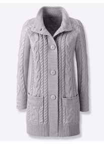 Inspirationen Damen Strickjacke, grau, Gr. 42, unifarben, 50% Baumwolle, 50% Polyacryl, Strickjacken