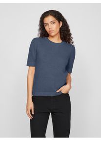Vila Damen Kurzarmpullover "VIDALO O-NECK S/S KNIT TOP - NOOS", blau, modisch, Gr. XL, unifarben, Strick, Obermaterial: 100% Baumwolle, Pullover