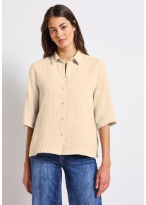 Street One Damen Hemdblusecoastal beige, casual, Gr. 38, unifarben, Web, Obermaterial: 100% Baumwolle, Blusen, im Musselin-Look