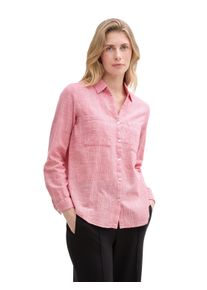 Tom Tailor Damen Langarmbluse, rot, casual, Gr. 44, kariert, Web, Obermaterial: 100% Baumwolle, Blusen, mit Brusttaschen