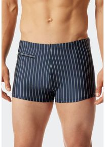 Schiesser Herren Badehose ""Nautical Casual"", blau, klassisch, Gr. 9, gestreift, Baumwolle, Elasthan, Badehosen, mit weißen Streifen