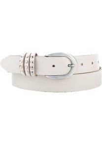 Bernd Götz BERND GÖTZ Damen Ledergürtel, beige, casual, Gr. 90, unifarben, Rindsleder, Gürtel, mit Strass-Elementen