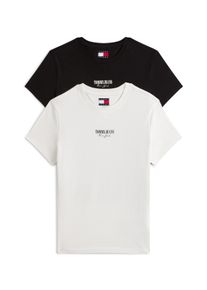 Tommy Jeans Damen Kurzarmshirt "TJW 2PACK ESSENTIAL LOGO 2 TEE", beige, casual, Gr. M, bedruckt, Single Jersey, Obermaterial: 100% Baumwolle, Shirts