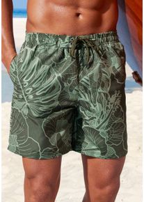Chiemsee Herren Badeshorts "Geraldo", grün, Gr. M, bedruckt, Microfaser, Microfaser, Badehosen, mit tropischen Muster
