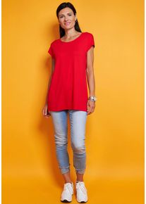 Seidel Moden Damen Longshirt, rot, casual, Gr. 38, unifarben, Jersey, Obermaterial: 95% Viskose, 5% Elasthan, Shirts, MADE IN GERMANY