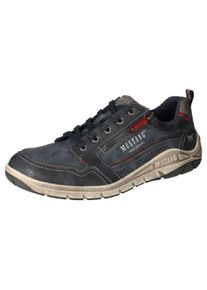 Mustang Shoes Herren Sneaker, Gr. 41, blau, Lederimitat, casual, Schuhe, Freizeitschuh, Halbschuh, Schnürschuh mit seitlichem Reißverschluss