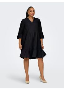 Only CARMAKOMA Damen Tunikakleid "CARTHYRA LIFE PEPLUM DRESS WVN", grau, modisch, Gr. 44, unifarben, Web, Obermaterial: 100% Baumwolle, Kleider, aus