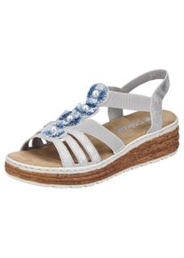 Rieker Damen Plateausandale, Gr. 36, grau, Lederimitat, metallic, klassisch, Schuhe, Sandalette, Sommerschuh, Schlupfschuh mit seitlichen Gummizügen