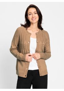 Inspirationen Damen Strickjacke, gelb, Gr. 44, meliert, 50% Baumwolle, 50% Polyacryl, Strickjacken