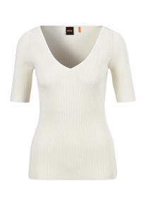 BOSS Orange Damen Strickpullover "Faradisco Premium Damenmode", weiß, casual, Gr. L, unifarben, Strick, Obermaterial: 72% Viskose, 28% Polyester,