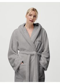 Unisex-Bademantel, grau, LeGer Home by Lena Gercke, Microfaser, Hausmäntel, "Lovina", kuschelig weicher Fleece, für Damen und Herren, XS-3XL