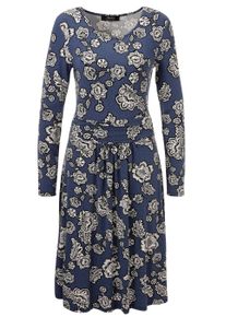 Damen Jerseykleidrauchblau, wollweiß, schwarz, feminin, Gr. 38, Aniston SELECTED, geblümt, gepunktet, gemustert, bedruckt, Jersey, Obermaterial: 95%