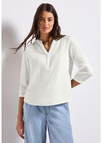 Street One Damen Hemdbluse, weiß, casual, Gr. 36, unifarben, Web, Obermaterial: 100% Baumwolle, Blusen, 3/4-Arm im Musselin-Look
