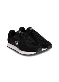 Herren Slip-On Sneaker "RETRO RUNNER SOCK LACE UP NY-SU", Calvin Klein Jeans, Gr. 47, schwarz-weiß, Textil, Lederimitat, unifarben mit Farbeinsatz,