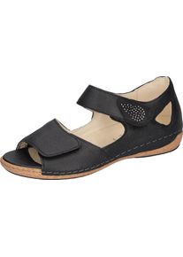 Waldläufer WALDLÄUFER Damen Sandale "Heliett", Gr. 8,5, schwarz, Glattleder, Textil, Nubukleder, klassisch, Schuhe, Sommerschuh, Sandalette, Keilabsatz, mit