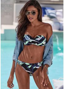 Sunseeker Damen Bügel-Bandeau-Bikini "Allis", blau, Gr. 34, bedruckt, Microfaser, Microfaser, Bikini-Sets, mit Blätterdruck