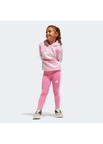 Kinder Trainingsanzug "LG 3S TIB FL ST"true pink, weiß, clear pink, sportlich, Gr. 110, adidas Sportswear, Obermaterial: 70% Baumwolle, 30%