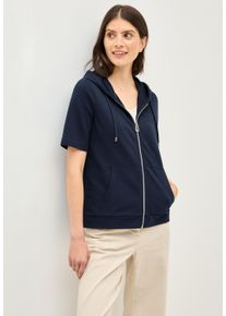 Cecil Damen Kapuzensweatjacke, rot, casual, Gr. S, unifarben, Jersey, Obermaterial: 95% Baumwolle, 5% Elasthan, Sweatjacken, kurzarm, mit Kordelzug