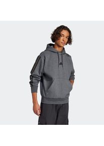 Herren Kapuzensweatshirt "M 3S FL HD", grau, sportlich, Gr. L, adidas Sportswear, Obermaterial: 55% Baumwolle, 36% Polyester, 9% Viskose, Sweatshirts