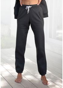 H.I.S. H.I.S Damen Sweathose, Gr. 32, grau, angeraute Sweatware, Obermaterial: 100% Baumwolle, unifarben, Basic, Hosen, mit Eingrifftaschen, Loungewear
