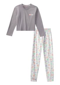 Petite Fleur Kinder Pyjama, Gr. 122, grau, Single Jersey, Obermaterial: 100% Baumwolle. Obermaterial Hose: 100% Baumwolle, bedruckt, casual,