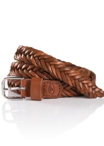 Tom Tailor Damen Flechtgürtel "TTCLAUDETTE", braun, casual,modisch, Gr. 75, Rindsleder, Gürtel, 2 cm breiter Damengürtel, stufenlos verstellbar,