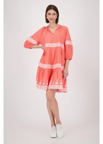 monari Damen Midikleid "Kleid Stickerei", rot, modisch, Gr. 44, unifarben, Web, Obermaterial: 58% Baumwolle, 42% Modal, Kleider, Mit
