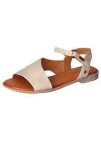 Mustang Shoes Damen Sandale, Gr. 40, beige, Lederimitat, casual, Schuhe, Sommerschuh, Sandalette, Riemchensandale in asymmetrischer Form