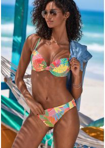 s.Oliver Damen Bügel-Bikini-Top "Yana", orange, Gr. 36, bedruckt, Recycling-Polyamid, Bikini-Oberteile, mit stylischem Blätterdruck
