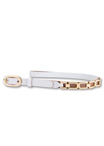 Bernd Götz BERND GÖTZ Damen Ledergürtel, weiß, casual,modisch, Gr. 80, unifarben mit Farbeinsatz, Rindsleder, Gürtel, mit stylischer Goldkettenverzierung
